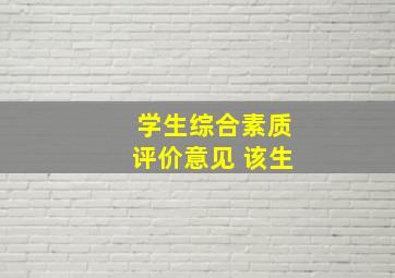 学生综合素质评价意见 该生